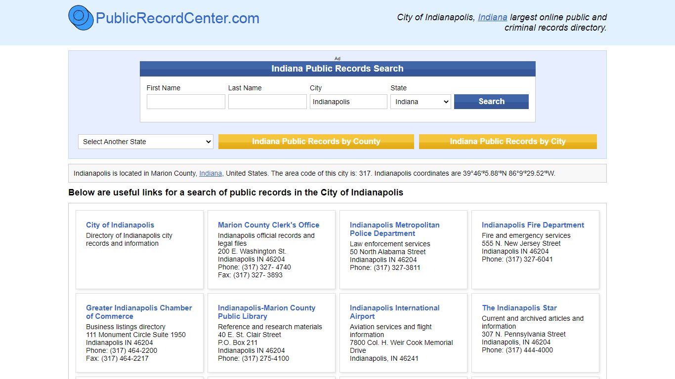 Indianapolis, Indiana Public Records and Criminal ...